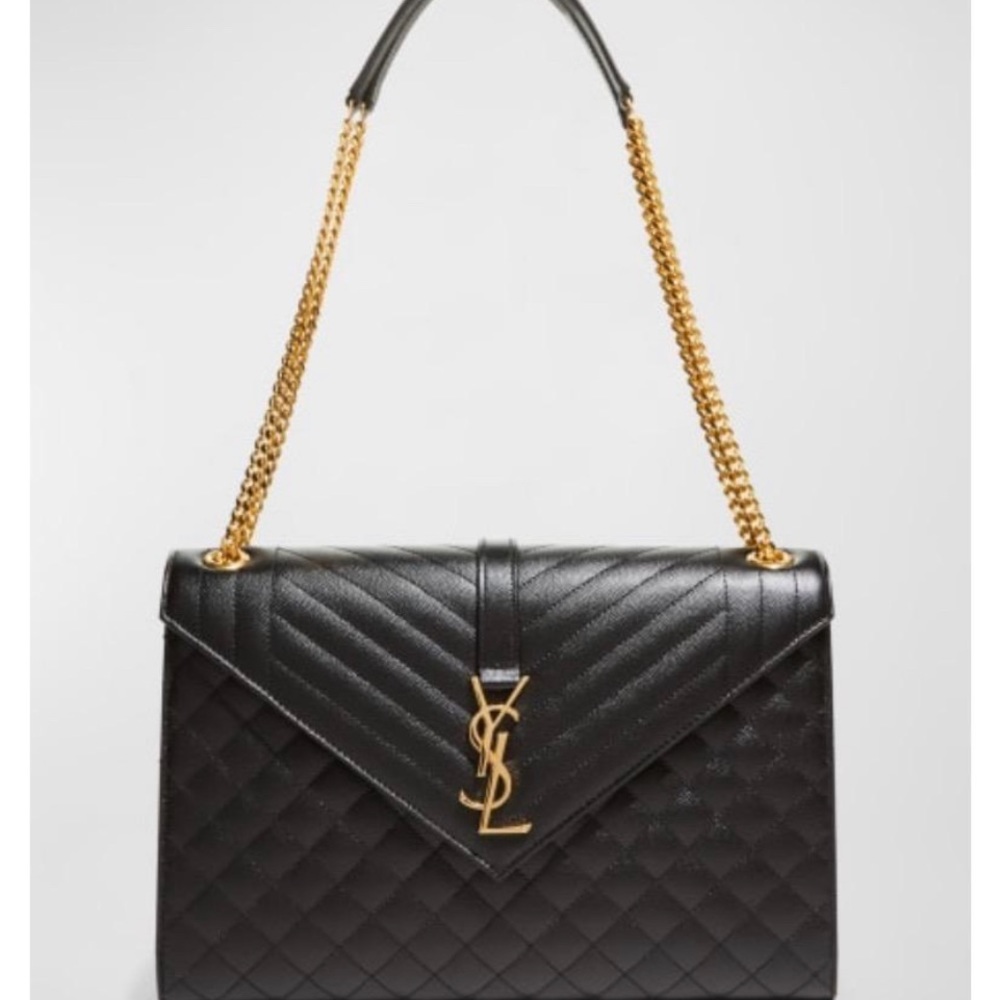 YSL triquilted vflap chain envelope bag